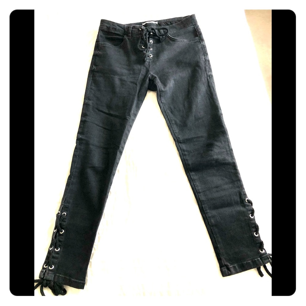 Lace Up Black Jeans